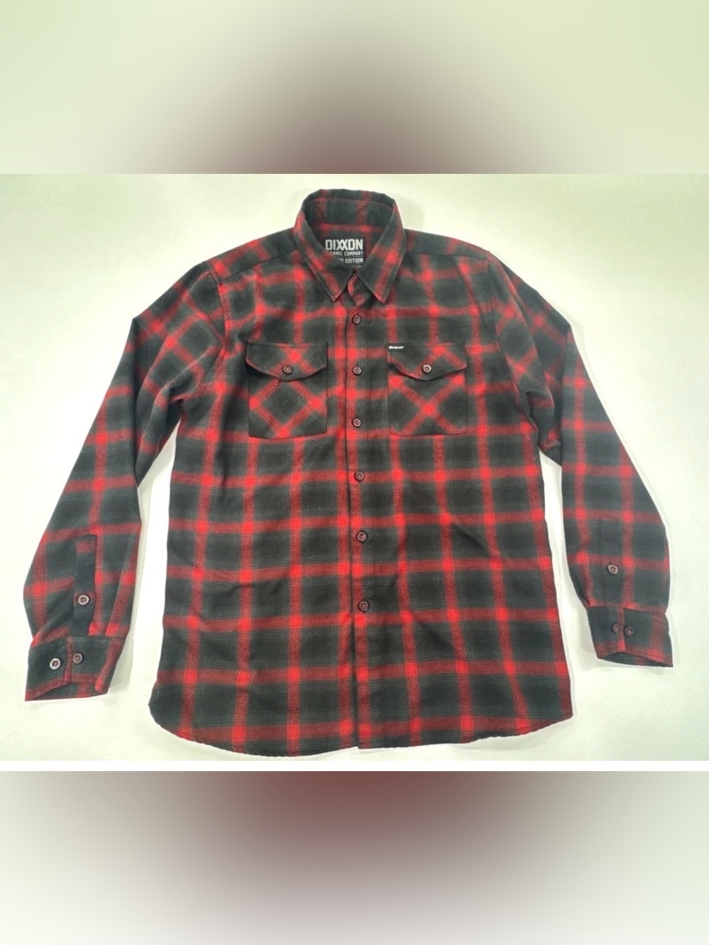 Dixxon Flannel Shirt SNAP ON TOOLS Mens Large Black Red Plaid Form Function L/S
